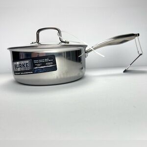 David Burke Saucepan with Lid 3 Quart 8”Geo Clad Tri-Ply Stainless Steel